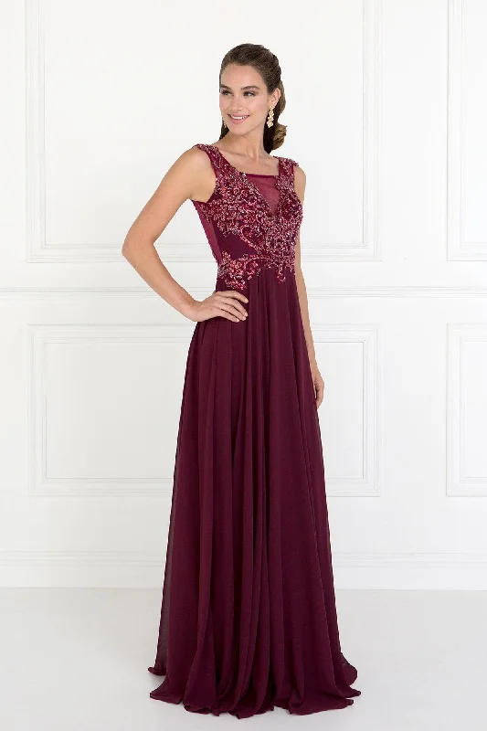 Maternity dress for a baby's first visit to the informal garden Chiffon Illusion Evening Prom Long Dress Formal