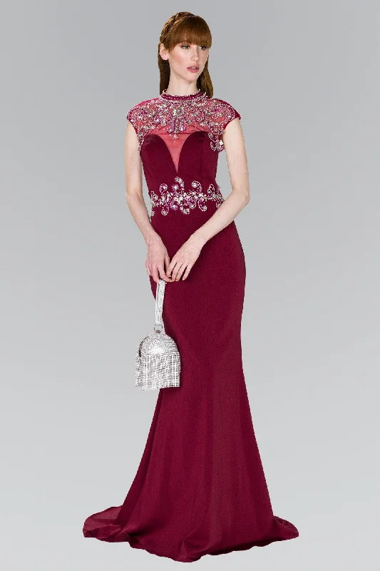 Maternity dress for a baby's first visit to the forest Prom Long Cap Sleeve Open Back Formal Gown
