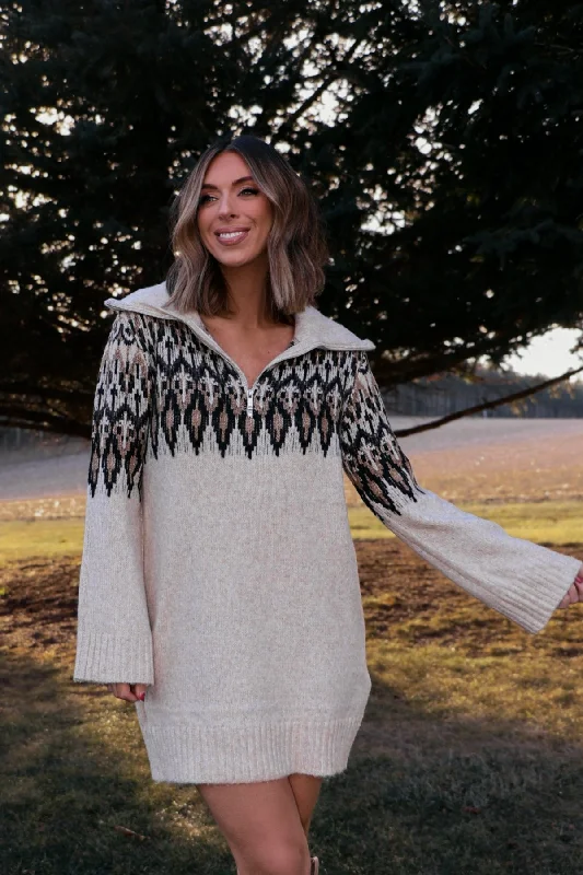 Sleeveless Casual Dresses for Warm Weather​ Steve Madden Essa Cream Print Sweater Dress - FINAL SALE
