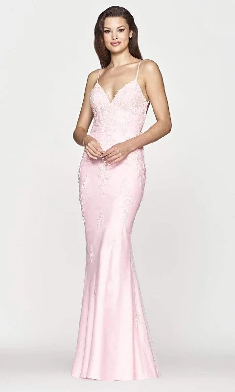Strapless tulle wedding dresses for a fairy - tale feel​ Off - the - shoulder wedding guest dresses in chiffon Faviana - S10633 V-Neck Open Back Trumpet Gown