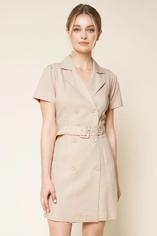 Mini dresses with belted waists for a defined silhouette Action Now Belted Button Front Mini Dress