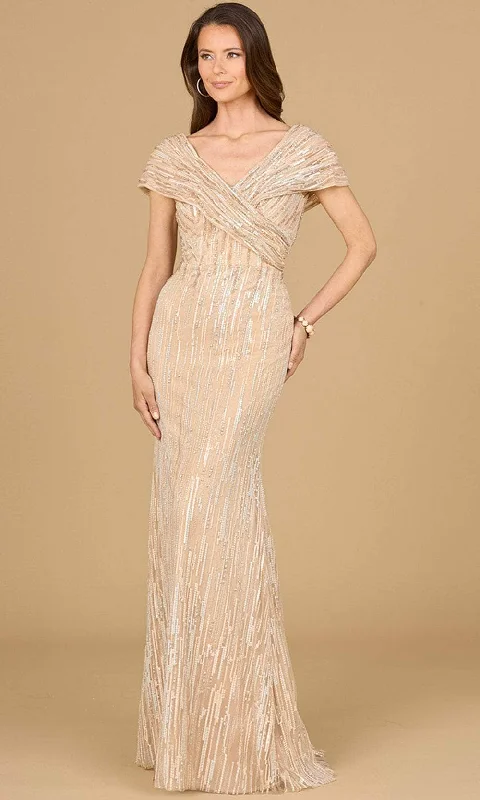 Trumpet - style wedding dresses with a train​ Long - sleeved wedding guest dresses in velvet for a winter wedding Lara Dresses 29144 - Cap Sleeve Beaded Evening Gown