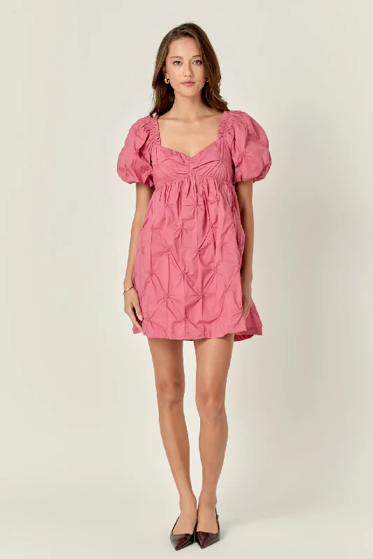 Concert - Wear Casual Dresses with a Fun Style​ Textured Babydoll Mini Dress