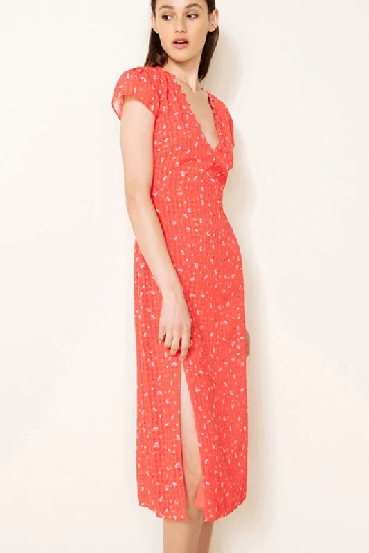 Everyday Dress with Striped Pattern for a Timeless Style​ The East Order-AGGY MIDI DRESS