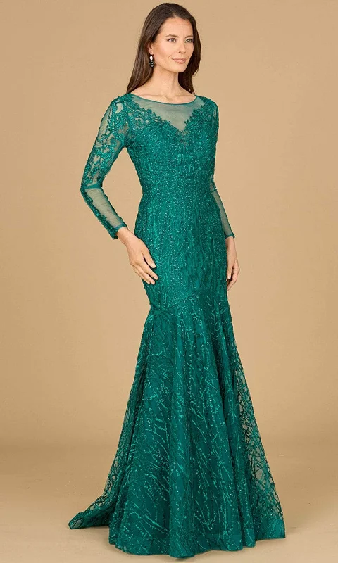 Short - length wedding dresses with a flirty skirt​ Sleeveless wedding guest dresses with ruffled hems Lara Dresses 29131 - Long Sleeve Applique Evening Gown