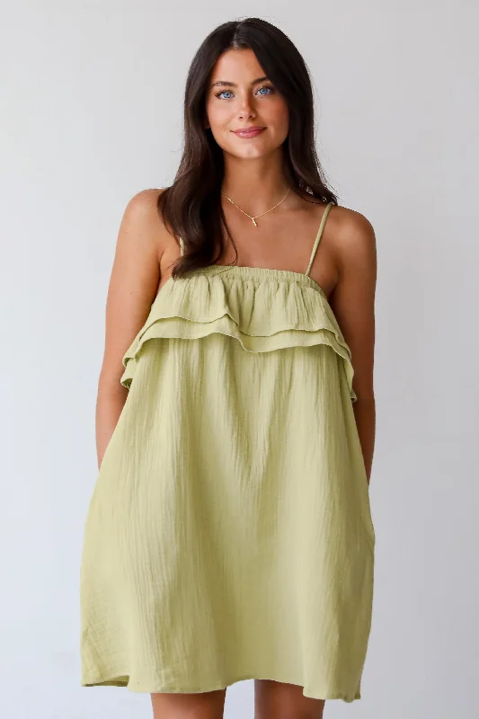 Mini dresses with puff sleeves for a vintage look FINAL SALE - Adoring Sunshine Linen Mini Dress