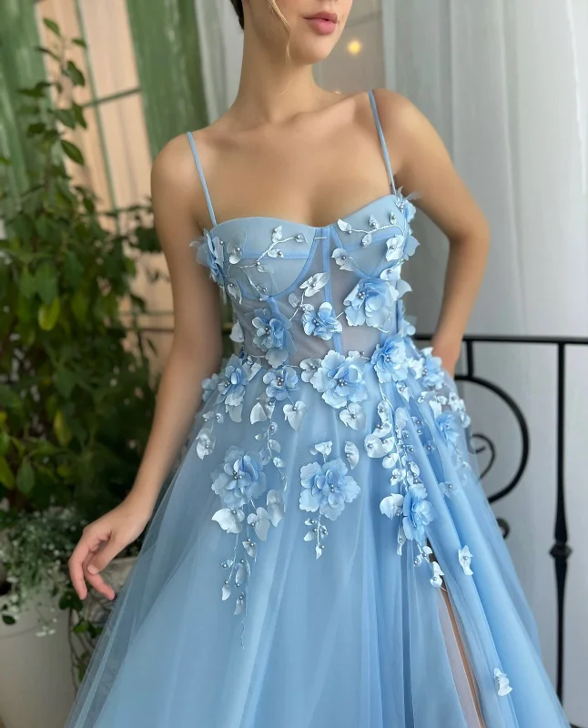 Mini dresses with puff sleeves for a vintage look Sky Blossom Gown