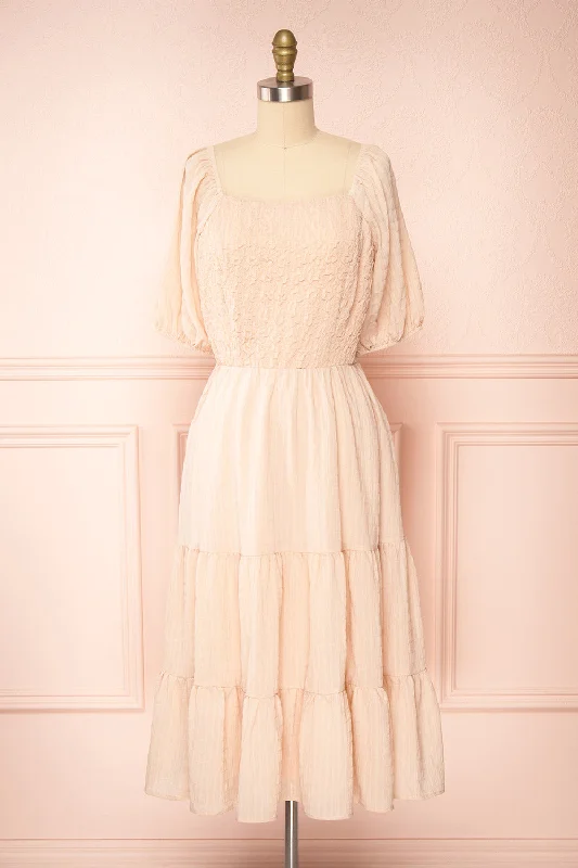 Mini dresses with bow accents for a sweet look Parthenia | A-Line Tiered Midi Dress