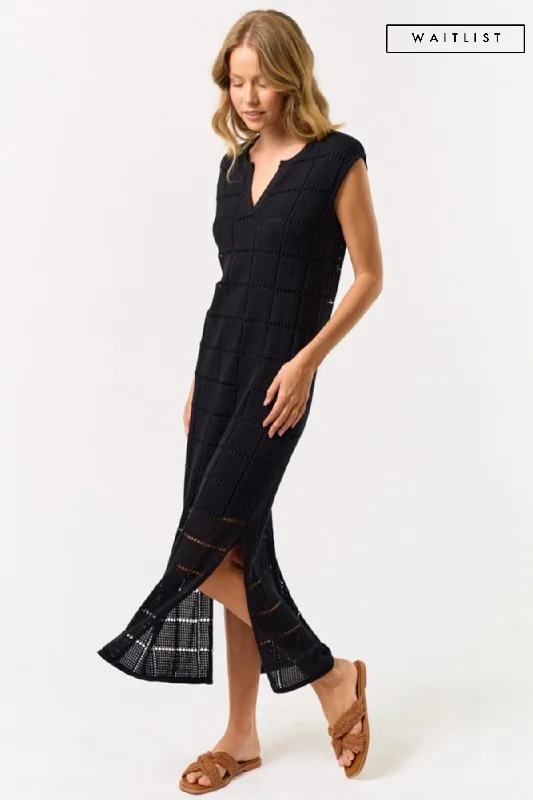 Celebrity - Inspired Casual Dresses for a Fashionable Look​ Waitlist 4/23 ♥ Devin Sleeveless Knit Overlay Midi Dress Black