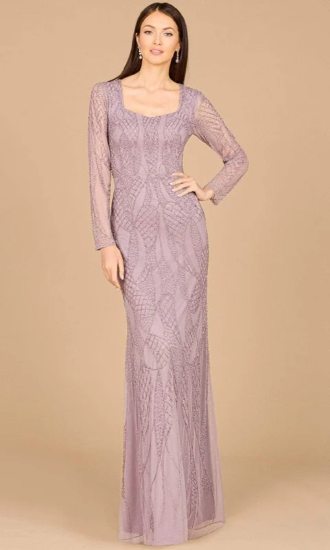 Backless wedding dresses with lace - up details​ Wedding guest dresses with tiered skirts for a feminine look Lara Dresses 29094 - Square Neck Beaded Evening Dress