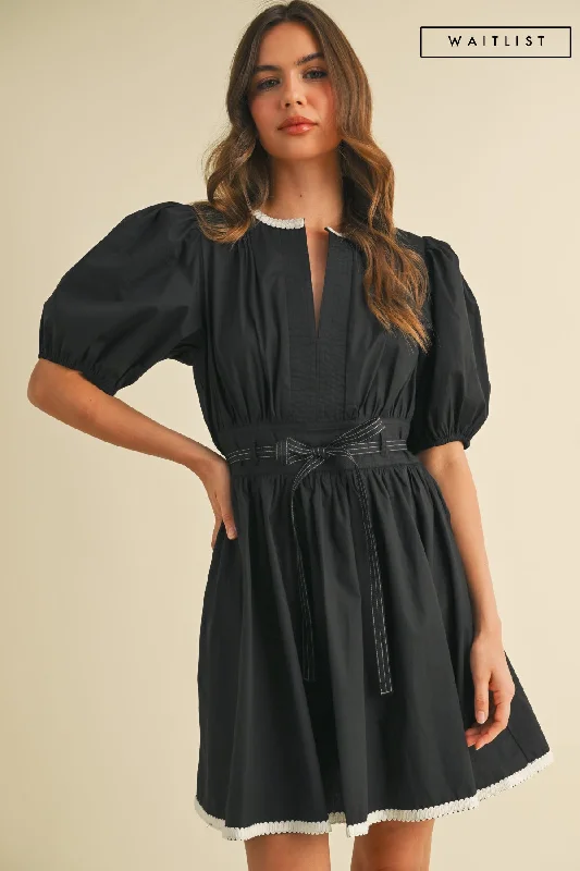 Petite - Sized Casual Dresses for Smaller Frames​ Waitlist 4/25 ♥︎ Julie Short Puff Sleeve Flared Mini Dress Black