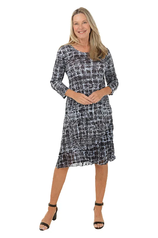 Rayon Casual Dresses for a Soft Feel​ Cobblestones Layered Hem Crinkle Dress