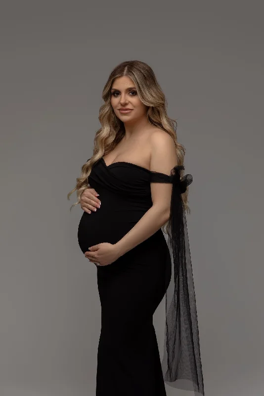 Off shoulder maternity evening dress for parties Izabell Maternity Dress