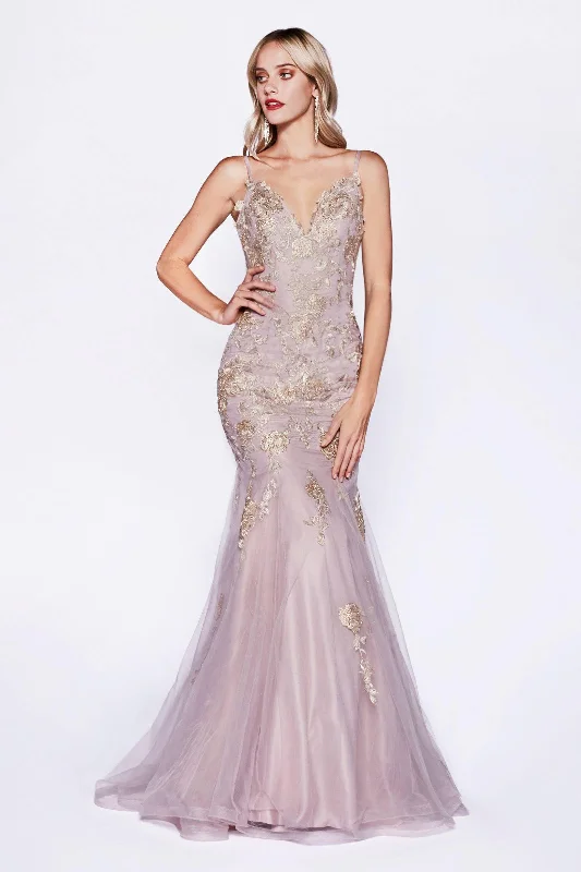 Maternity dress for a baby's first visit to the botanic garden Cinderella Divine S321 Prom Long Formal Lace Applique Mermaid Dress