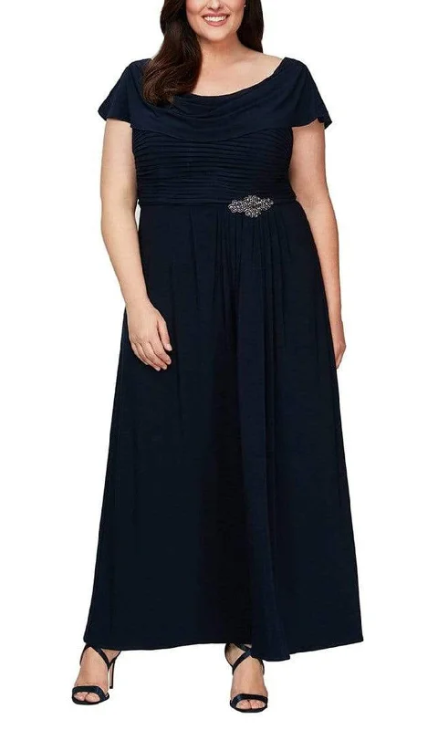 Wedding dresses with a ruched bodice for a textured look Wedding guest dresses with cold - shoulder ruffled sleeves and knee - length hems Alex Evenings - 84351491 Matte Jersey A-line Dress