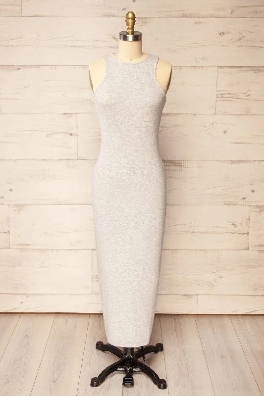 Mini dresses with spaghetti straps for a delicate look Daegu Grey | Long Fitted Ribbed Dress