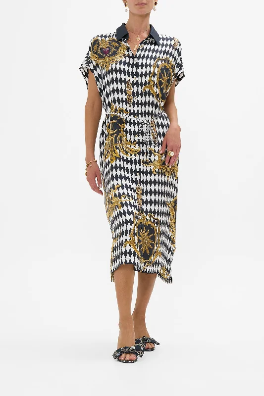 Midi dresses with ruched sleeves for a more fitted and stylish arm look SLEEVELESS SHIRTDRESS MONARCHY MANIA