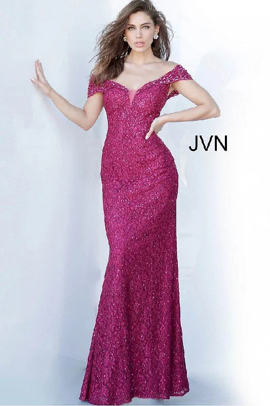Maternity dress for a dinner date with partner Jovani 02434 Off Shoulder Long Prom Dress