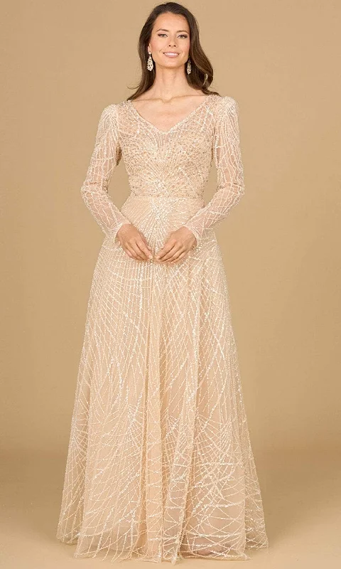Beach - friendly wedding dresses made of lightweight fabric​ Embroidered wedding guest dresses in earthy tones for a rustic wedding Lara Dresses 29149 - Long Sleeve V-Neck Mother of the Bride Gown