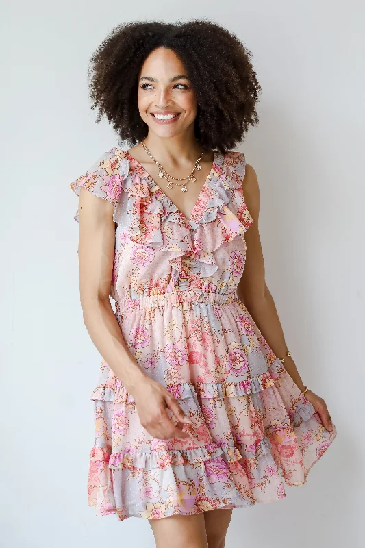 Mini dresses with patchwork designs for a unique style FINAL SALE - All About The Flowers Light Blue Mini Dress