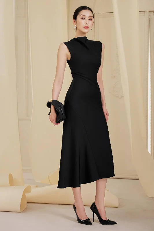 Midi dresses with pleated skirts for a timeless and elegant appeal Inez A-line Sleeveless Viscose Midi Dress