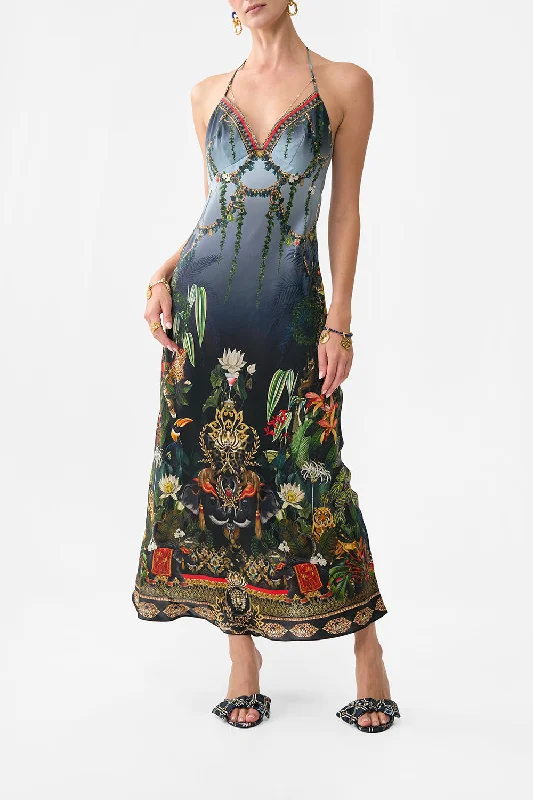 Midi dresses with mesh inserts for a trendy and breathable option CHAIN DETAIL SLIP DRESS READY FOR MY WELCOME DRINK