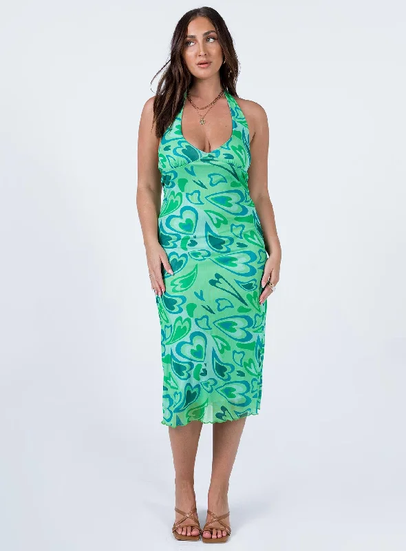 Midi dresses with geometric cutouts for a contemporary and edgy look Tiffany Midi Dress Green