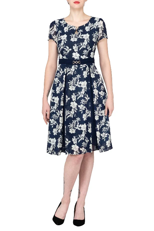  TWO PEARS-Floral A Line Pleated Dress