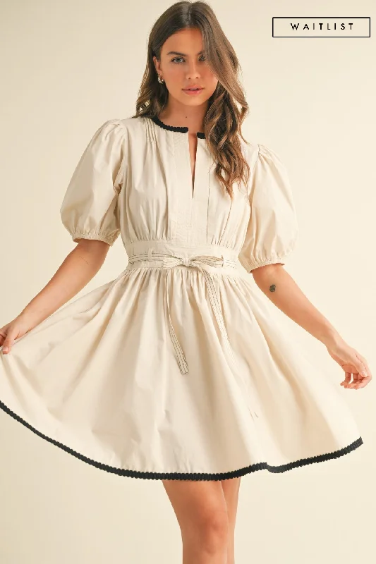 Sequined Casual Dresses for Special Occasions​ Waitlist 4/25 ♥︎ Julie Short Puff Sleeve Flared Mini Dress Cream