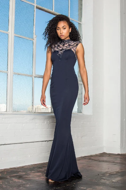 Maternity dress for a baby's first train journey Prom Formal Dress Beaded High Neck Evening Gown