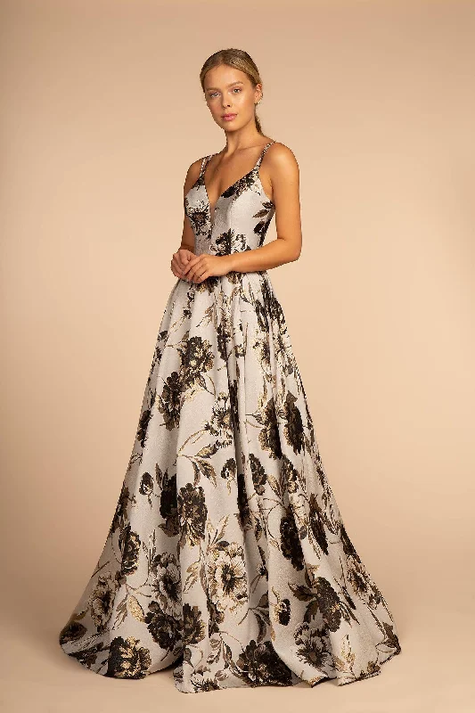 Maternity dress for a baby's first swim Long Floral Print Formal Prom Ball Gown