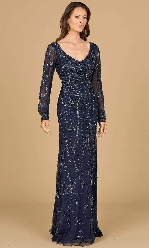 One - shoulder wedding dresses with a flowing sleeve​ Polka - dot - printed wedding guest dresses with short sleeves Lara Dresses 29120 - Bishop Sleeve Beaded Evening Gown