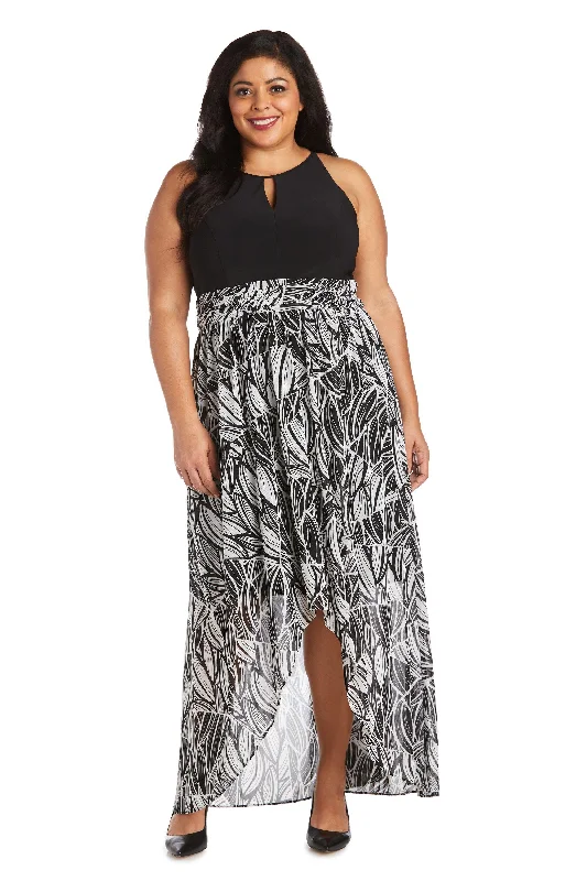 Maternity denim dress for a casual vibe R&M Richards 7215W High Low Plus Size Floral Dress
