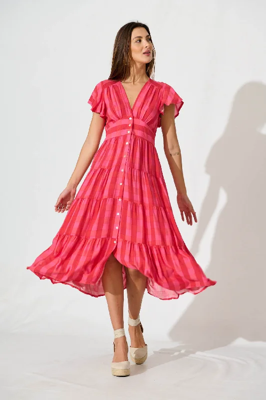 Everyday Dress with Detachable Sleeves for Seasonal Versatility​ Lively Midi Dress In Red Stripe