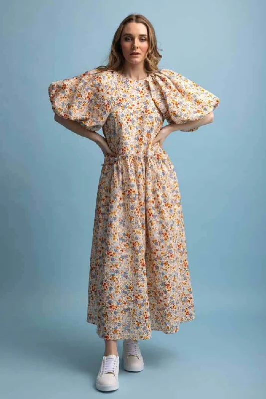 Sleeveless midi dresses with lace details for summer weddings Alice Dress Floral