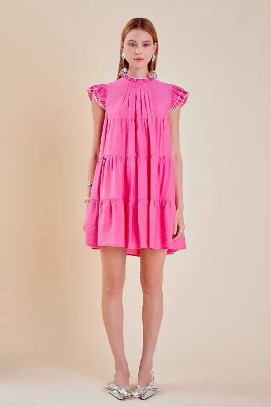 Off - Shoulder Casual Dresses for a Feminine Touch​ Contrast Merrow Babydoll Dress