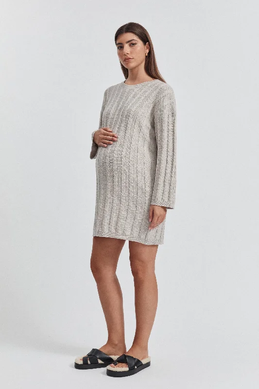 Maternity dress for a movie night out Cable Knit Sweater Dress - FINAL SALE