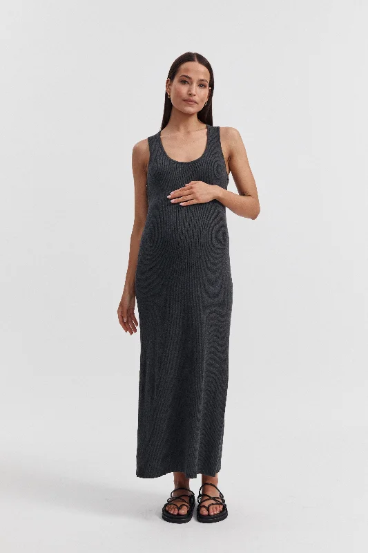 Maternity dress for a baby's first visit to the nature reserve Resort Dress (Charcoal)