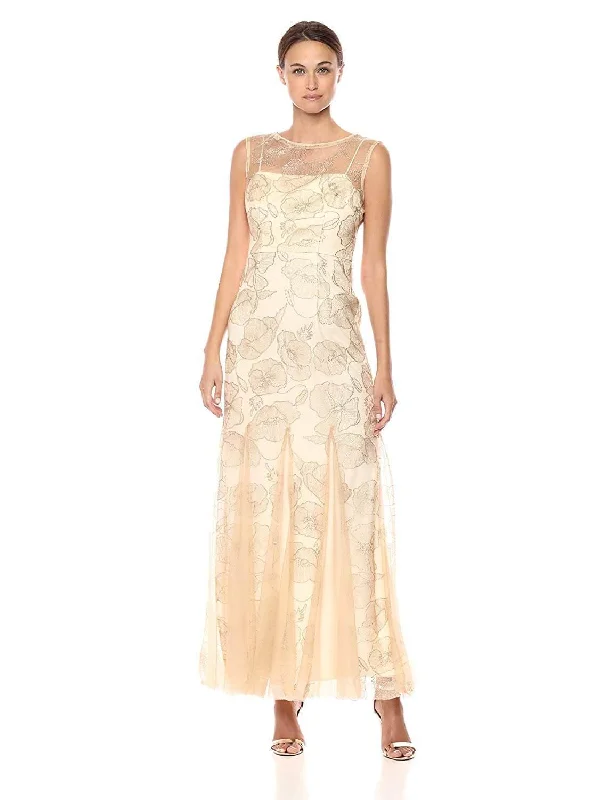 Maternity dress for a baby's first visit to the orchard Adrianna Papell AP1E203566W Metallic Floral Evening Formal Dress