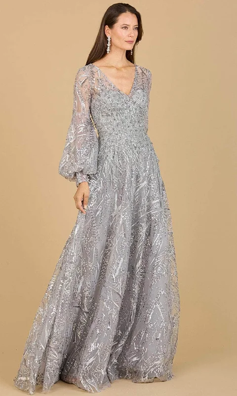 Ruffled wedding dresses with a cascading effect​ Velvet - trimmed wedding guest dresses in burgundy for a formal event Lara Dresses 29198 - Bishop Sleeve Lace Evening Gown