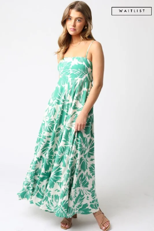 Detachable - Sleeve Casual Dresses for Versatility​ Waitlist 5/5 ♥ Kenzie Sleeveless Floral Print Maxi Dress Green