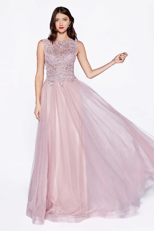 Maternity dress for a baby's first visit to the community garden Cinderella Divine CD0144 Long Prom Formal Evening Lace Dress