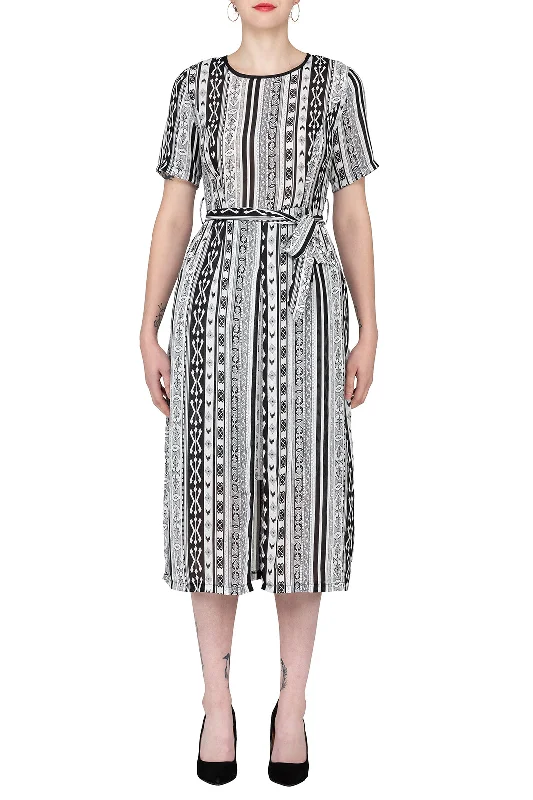  TWO PEARS-Black and White Pattern Dress