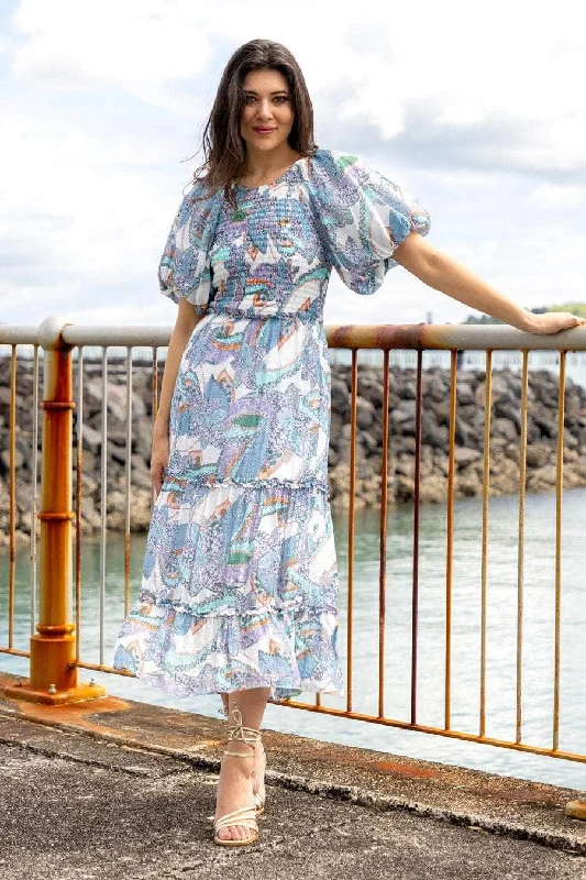 Midi dresses with geometric cutouts for a contemporary and edgy look Jemma Dress Blue Midi dresses with geometric cutouts for a contemporary and edgy look Jemma Dress Blue