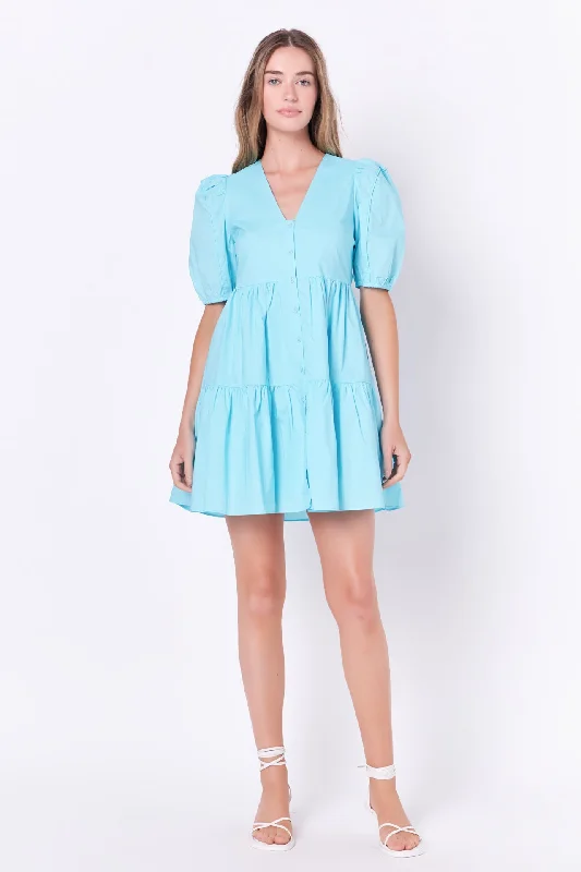 Festival - Inspired Casual Dresses with Bohemian Flair​ V-neck Button Down Babydoll Dress