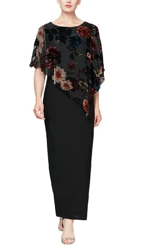 Maternity dress for a baby's first visit to the library SL Fashions 9194109 Long Floral Column Dress
