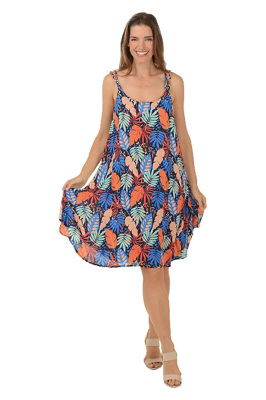 Non - Slip Casual Dresses with Adjustable Straps​ Tropical Leaf Braided Double Strap Dress