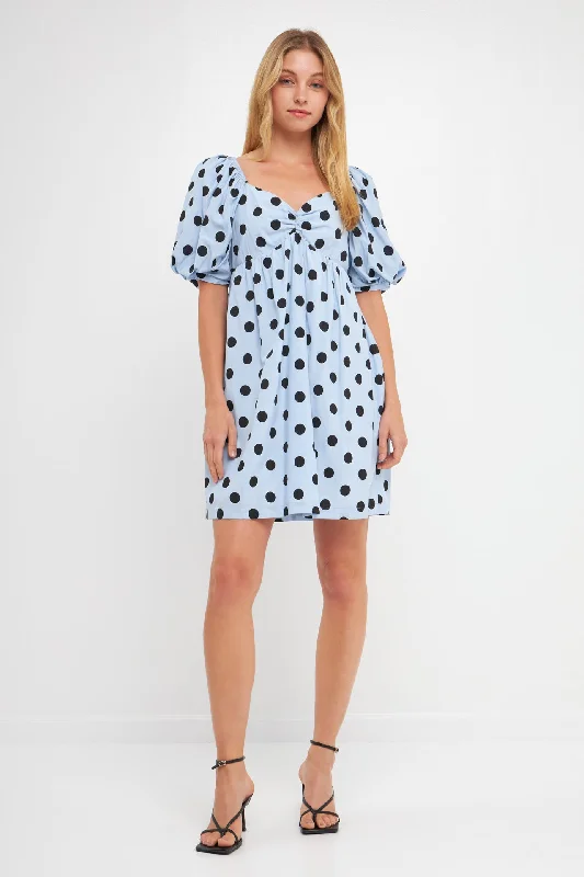 Summer - Appropriate Casual Dresses in Lightweight Materials​ Dotted Babydoll Mini Dress