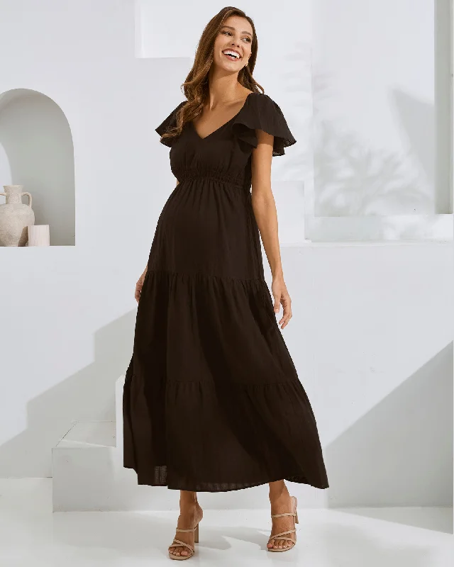 Maternity dress for a baby's first birthday party Serena Maternity Cotton Dress in Black