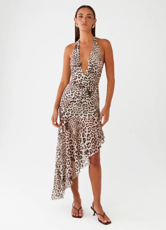 Everyday Dress with Removable Accessories for Customization​ Take Time Midi Dress - Leopard
